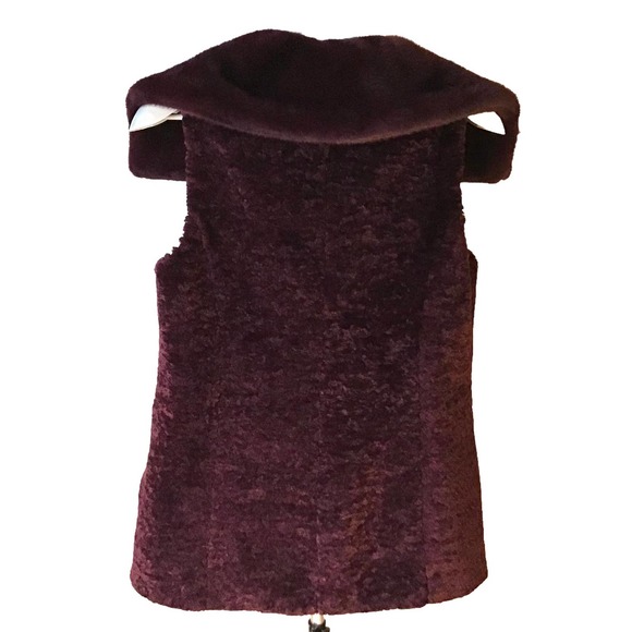White House Black Market Cabernet Long Faux Fur Vest-Women's SZ Small - Picture 3 of 6